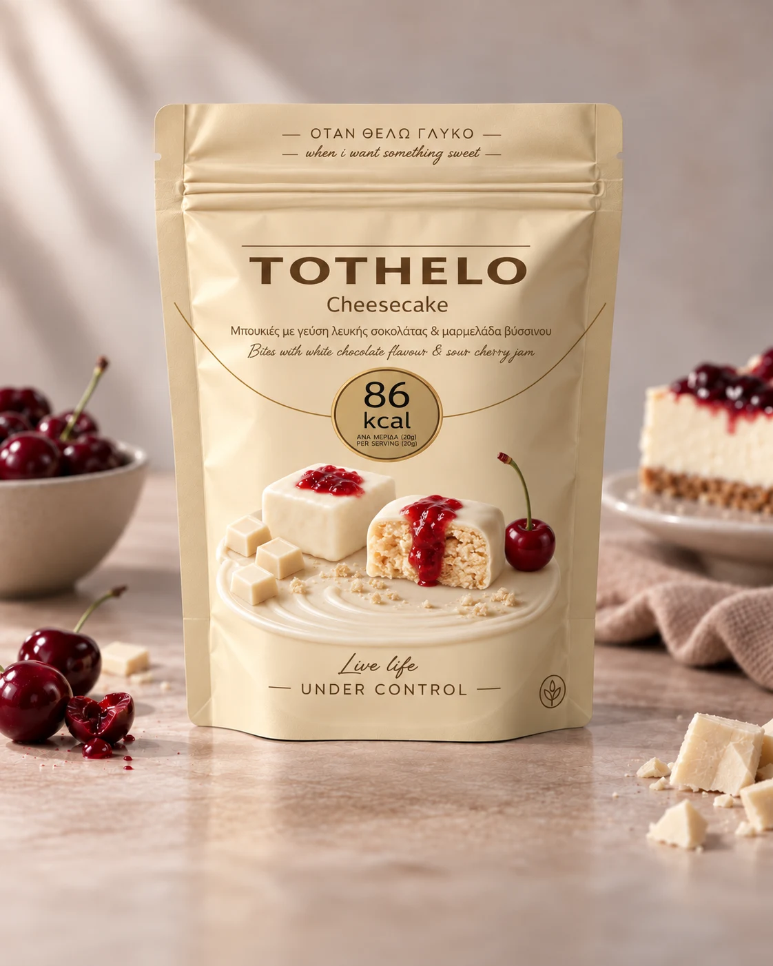 TOTHELO Cheesecake — Μπουκιές με γεύση λευκής σοκολάτας & μαρμελάδα βύσσινου